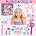 Golray Hair Styling Doll Head Makeup Kit Nail Art Girls Toys,Hair Salon Toy/ Real Cosmetics Nail Polish,Hairdryer Curling Iron Stylist Play Toy Princess Girl Birthday Gifts 3 4 5 6 7 8+ Years Old