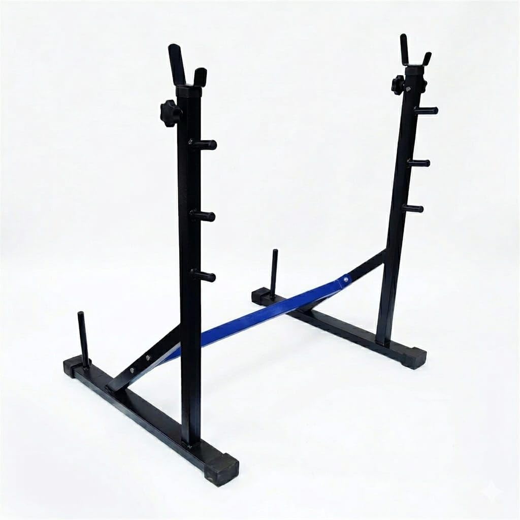 Protoner Joint Squat Stand with Safety Holders, Heavy Duty Metal Frame, Adjustable Height, for Squats and Bench Presslue (Black & Blue)-image-36