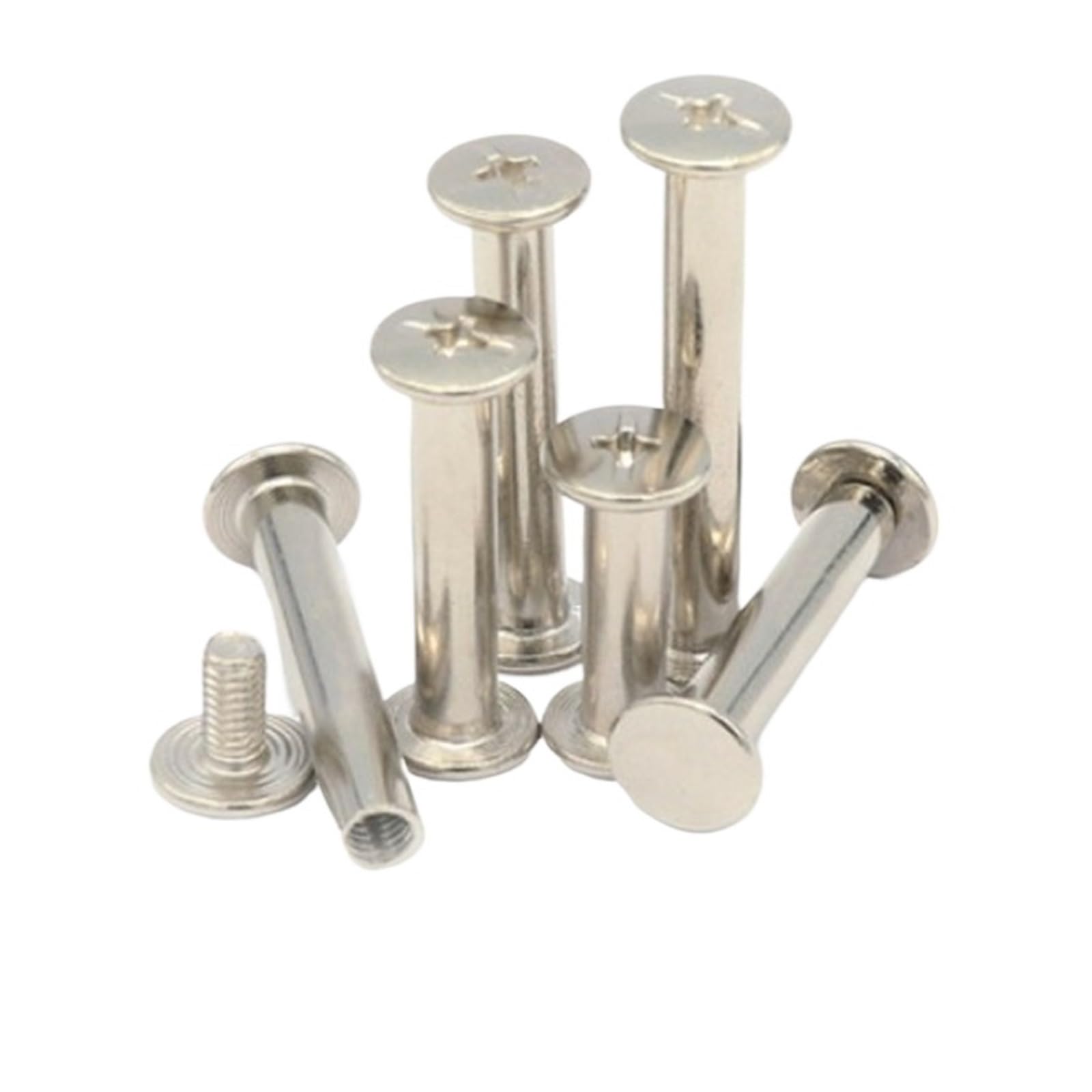 śruby introligatorskie, Zestaw łączników do oprawy książek wielokolorowy M5 4-60 mm(Sliver Colour,M5X50 10PCS)