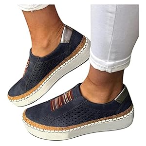 ERTY Wandelschoenen voor dames, premium orthopedische casual sneaker, dames plateausandalen orthopedische instapper wandelschoenen mode platte casual schoenen instappers (kleur: stijl H, maat: 7,5)