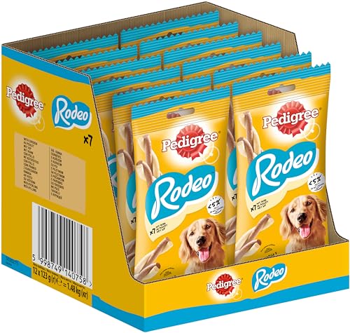 PEDIGREE Hundesnacks RODEO Beutel mit Huhn, 12 x 7 Stück