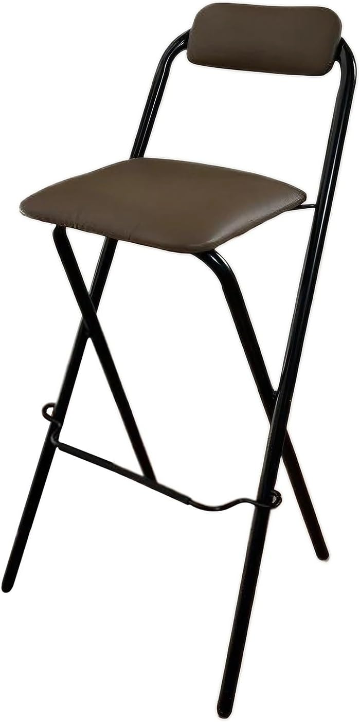 26-30inch Folding Bar with BackrestPadded Counter Height Foldable ChairPortable Kitchen High s for IndoorGardenBalcony(28inch/70cm) (Brown 28inch/70cm)