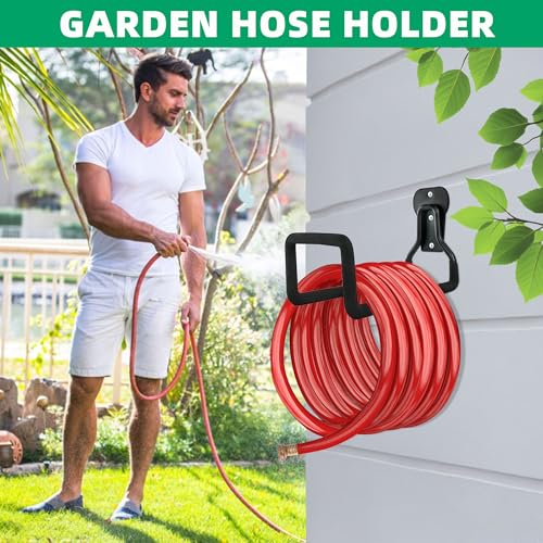 Image of Heavy Duty Garden Hose Holder, Wall Mount Metal Hanger for Outside Yard