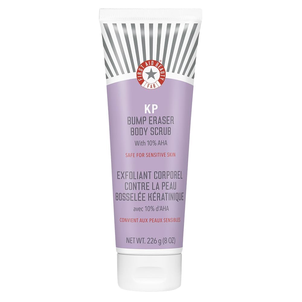 First Aid Beauty KP Bump Eraser Body Scrub with 10% AHA, 8 oz