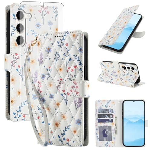 Étui portefeuille Samsung S23 floral pour ranger vos cartes en balade