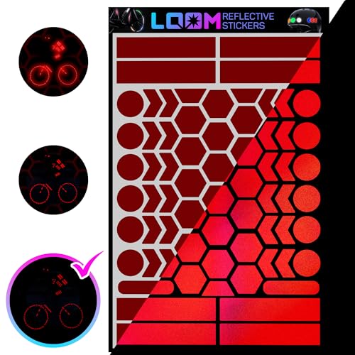 Image of LOOM Reflective Stickers | 67pc Engineer Red | Reflective Stickers for Helmet, Bike, Motorcycle, Hard Hat | Waterproof Reflectors for Car, Trailer | Bike Reflectors for Night Riding