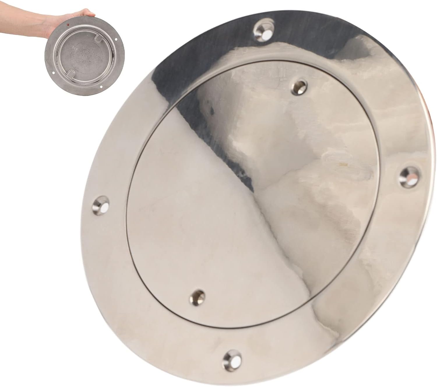 5in Boat Hole Cover, 316 Stainless Steel Inspection Deck Plate Round for Ship, for Various Boats, Easy to Install