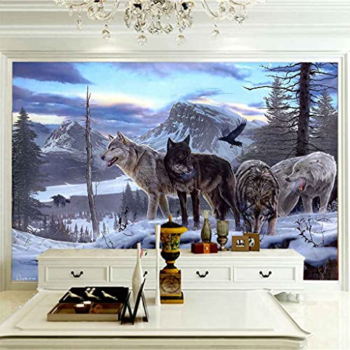 Papier Peint Loup Auto-adhésif 3D Impression HD Grand Format - 4