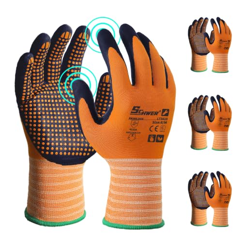 Schwer 3/6/12 Pairs Safety Work Gloves, MicroDot...