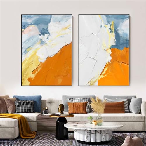 Affiche nordique et peinture abstraite en duo de toiles colorées pour bureau inspirant
