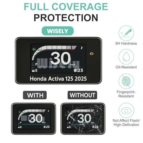 Image of Wisely Premium Screen Guard for New Honda SP 125 Bike (2025) Digital Meter Display Protector TFT Instrument Cluster, Anti Scratch, HD Clear note