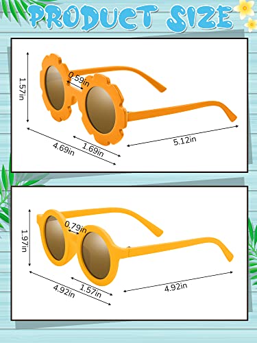 Dunzy 24 Pairs Kids Flower Sunglasses Retro Round Sunglasses for Toddler Girls Boys Beach Party, Aged 3-102