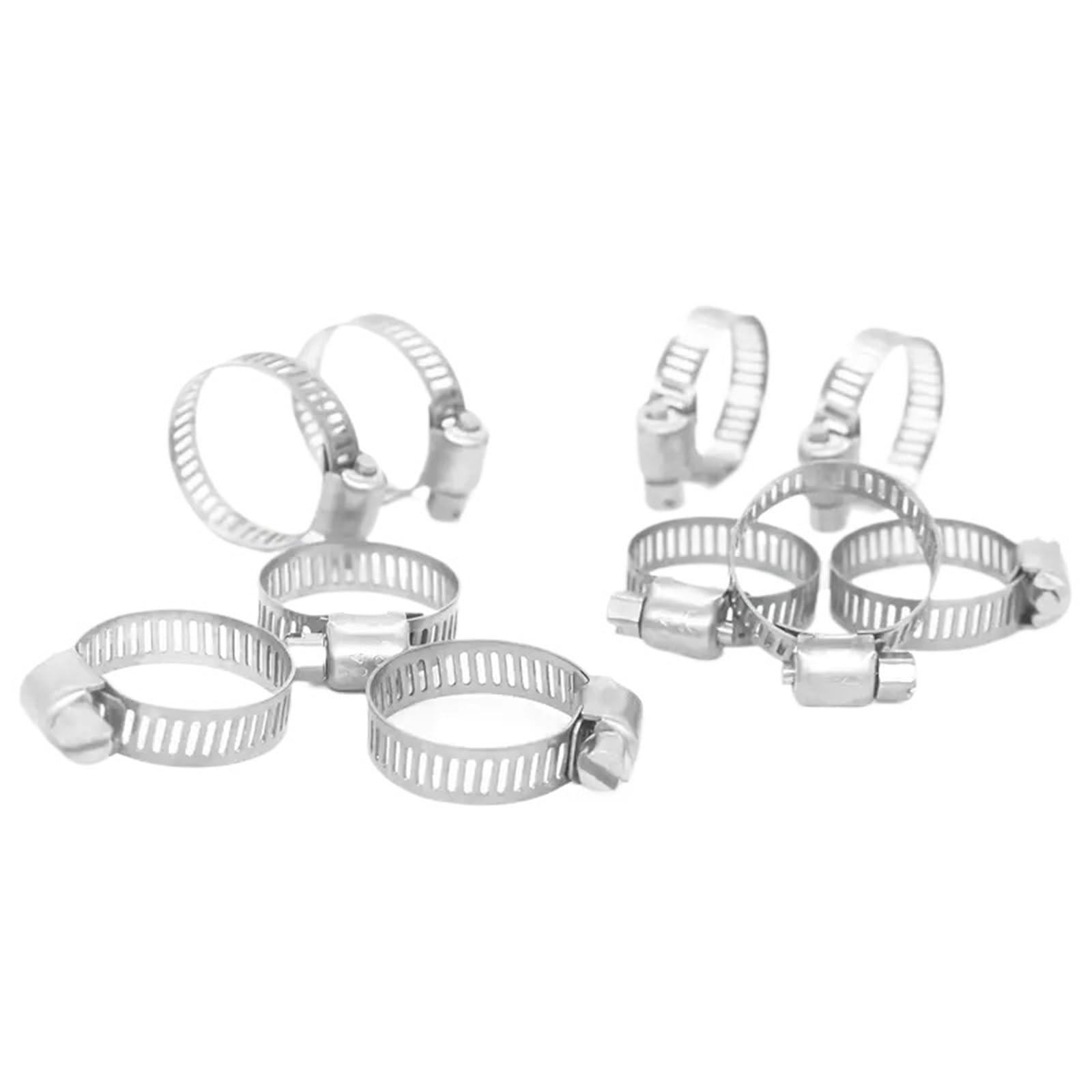 Hose Clips 10PCS Hose Clips Pipe Clamps 8mm-25mm Stainless Steel Hoop Clamp Set Automotive Pipes Clip Fixed Tool for Home Water Line(10pcs 16mm-25mm)