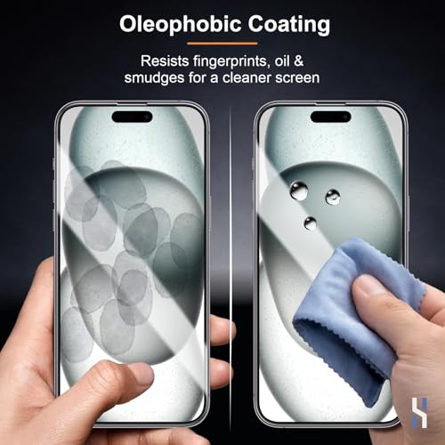 Image of Tempered Glass for iPhone 15 | iPhone 16 Military Grade 9H Screen Guard, Anti-Scratch, Shatterproof, Edge-to-Edge Full Coverage