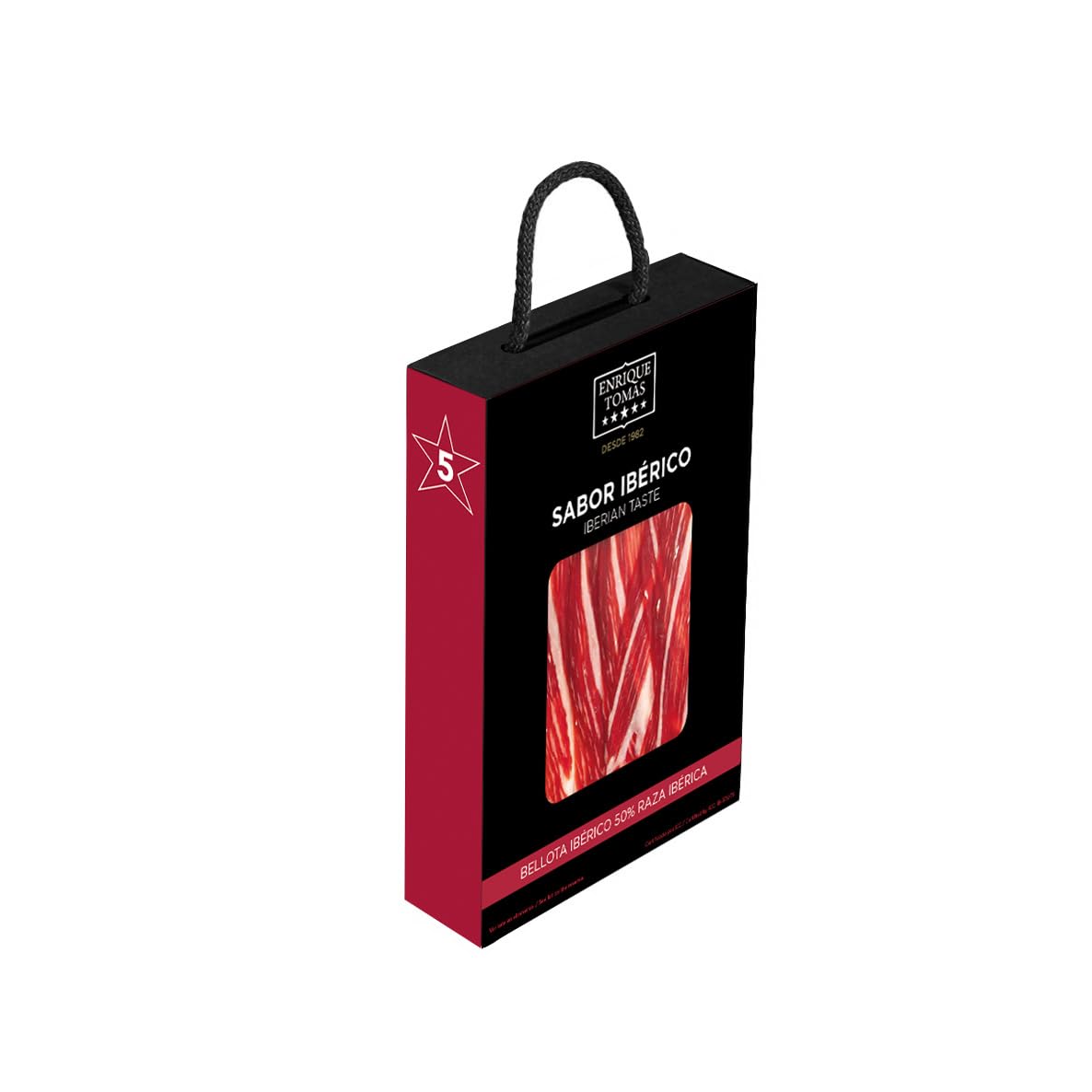 ENRIQUE TOMAS - Pack Sabor Ibérico: Jamón de Bellota Ibérico 50% Raza Ibérica, 420g, 5 sobres de jamón 80gr + 1 sobre de taquitos 80gr + 1 sobre de virutas 100gr | +36 Meses de Curación