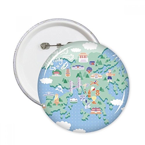 Badge bouton Hong Kong DIYthinker ronds XXL de décoration pour vêtements et sacs 5 pièces