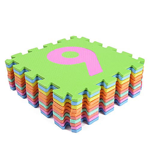 hollylife Alfombra de Puzzle Goma Espuma EVA, 10 Números, Alfombras Infantiles de Actividades para Niños y Bebes, 84 x 84 x 1 cm, Sin BPA
