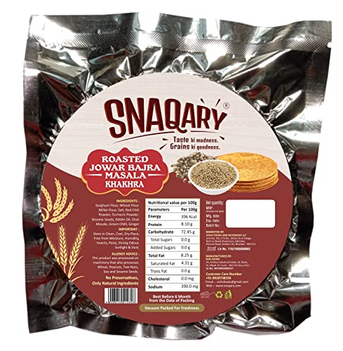 Image of Snaqary All in 1 Khakhra Pack of 4 (200gm) |Jowar, Ragi Methi, Jowar Bajra,Bajra Masala Millet based Khakhra|100% Natural | Healthy & Delicious Gujrati snacks