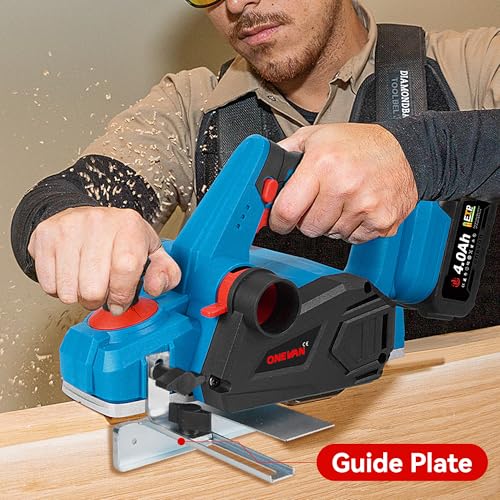 Electric Cordless Planer Wood Planer Tools - with 82mm Planing Width, 0.2mm Micro-Adjustment, with Dust Bag, for Furniture DIY (Incl. 2 Batteries & Charger) 6 Electric Cordless Planer Wood Planer Tools - with 82mm Planing Width, 0.2mm Micro-Adjustment, with Dust Bag, for Furniture DIY (Incl. 2 Batteries & Charger) - Image 6