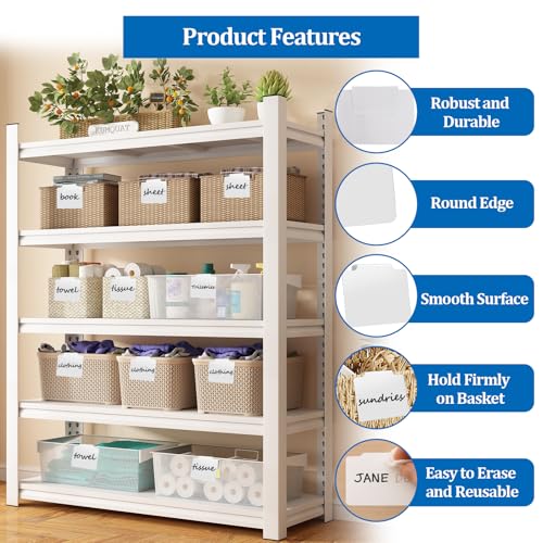 10 PCS Basket Labels,Clip On PVC Labels with Pen for Storage Bins, Removable Label Holders,Basket Tags