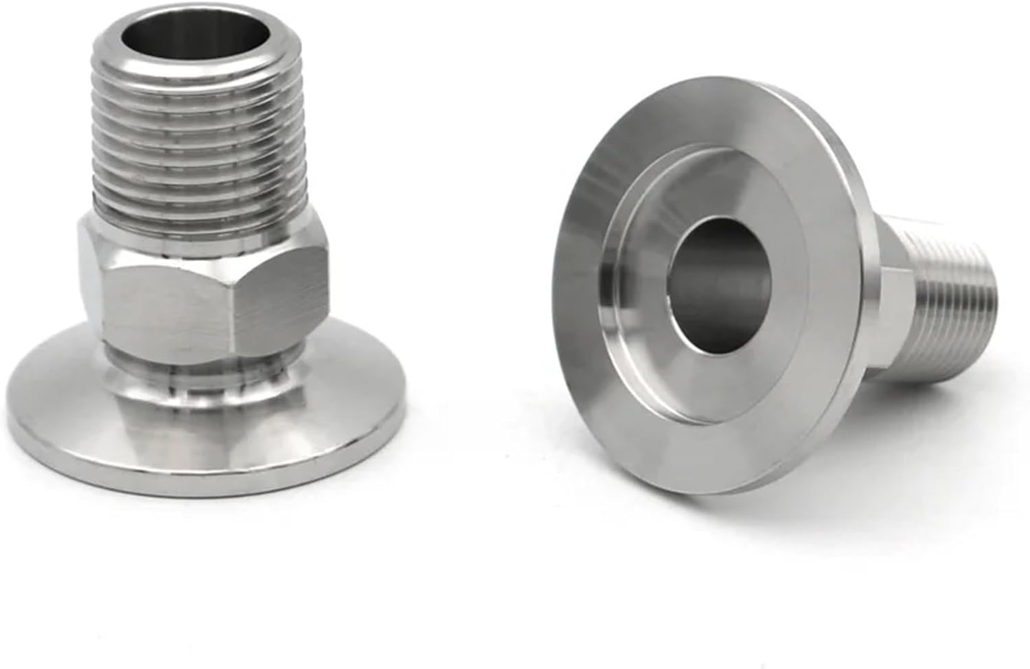Vacuum Flange KF16/KF25/KF40/KF50 304 Stainless Steel Pipe Fitting PT Male Thread Hex 1/8" 1/4" 1/2" 3/4" 3/8" 1"1-1/2"(KF16,1")
