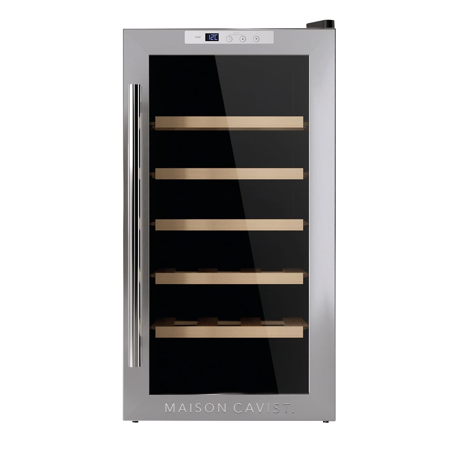 Cave à Vin 18 Bouteilles CVST18, Panneau Soft-Touch, LED, 11-18°C, 23L, 3 étagères