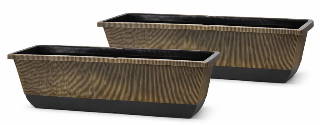 Muddy Hands Pack of 2 - Large Trough Planter Window Box – Rectangular Flower Planters for Garden, Balcony & Patio – Durable Outdoor Plant Pots for Flowers, Herbs & Plants (Spiced Maple, 76cm)