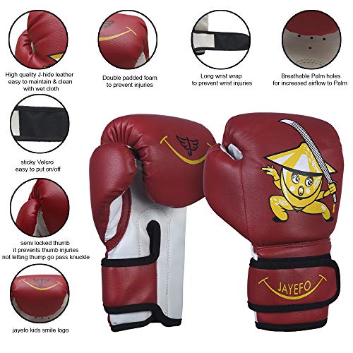 Jayefo Boxing Gloves For Kids & Children - Youth Boxing Gloves For Boxing, Kick Boxing, Muay Thai And Mma - Beginners Heavy Bag Gloves For Heavy Boxing Punching Bag - 6 Oz - Red #TOP1