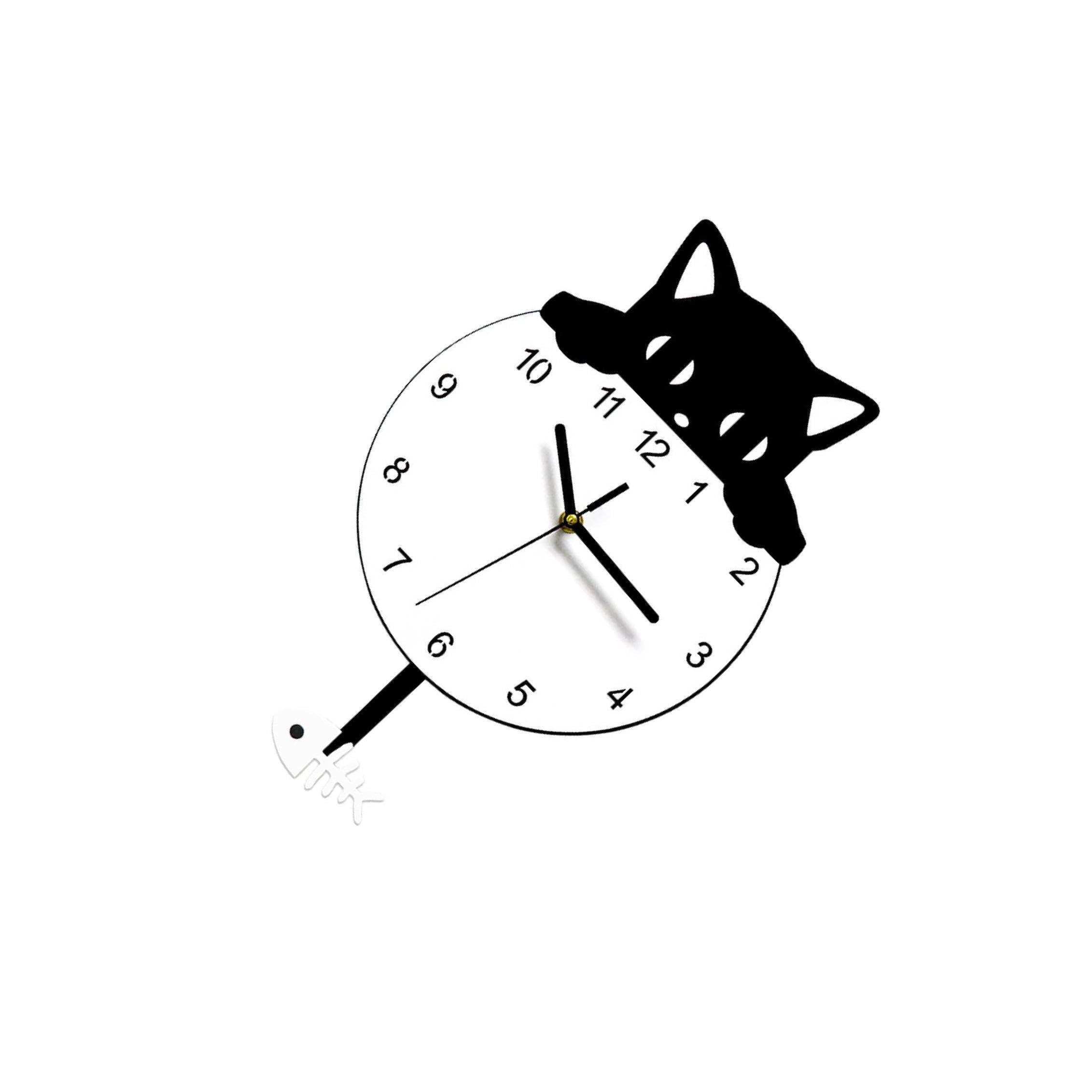 PUXZYAX Cat Shape Wall Clock Silent Timepiece Fun For Living Room Bedroom Decor Modern Silent Wall Clock Living Room Home Decor Which Is Durable And Sturdy Non Ticking Decorative