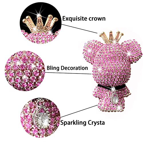 Image of Air Vent Clips Car Accessories,Shiny Crystal Bear Car Air Freshener Vent Clip, Car Interior Interior Decoration，Holiday Gift for Boys Girls Friends Family (Pink）