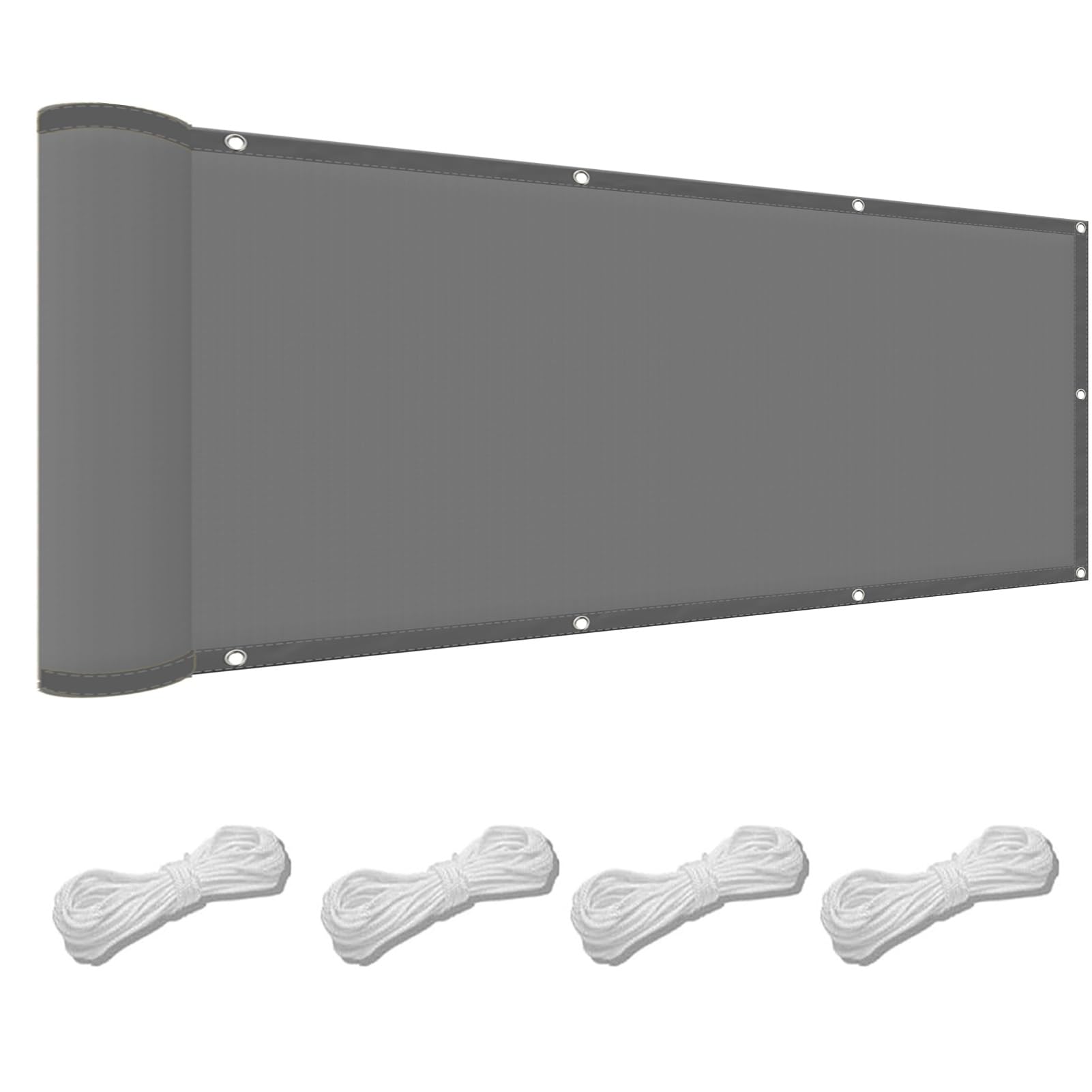 Sun Shade Sail Poles 35 x 150 cm(14 x 59inch) Waterproof Sun Shade Cloth 98% UV Block with Free Rope & Fixing Kit Pergola Balcony Sail Shades Fence, Light Grey