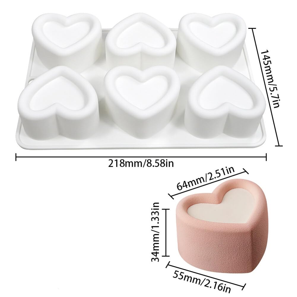 Moldes de silicona de 6 cavidades con forma de flor, corazón, estrellas, cuadrados, para decoración de cubitos de hielo para tartas caseras, chocolate, magdalenas, moldes para manualidades (4