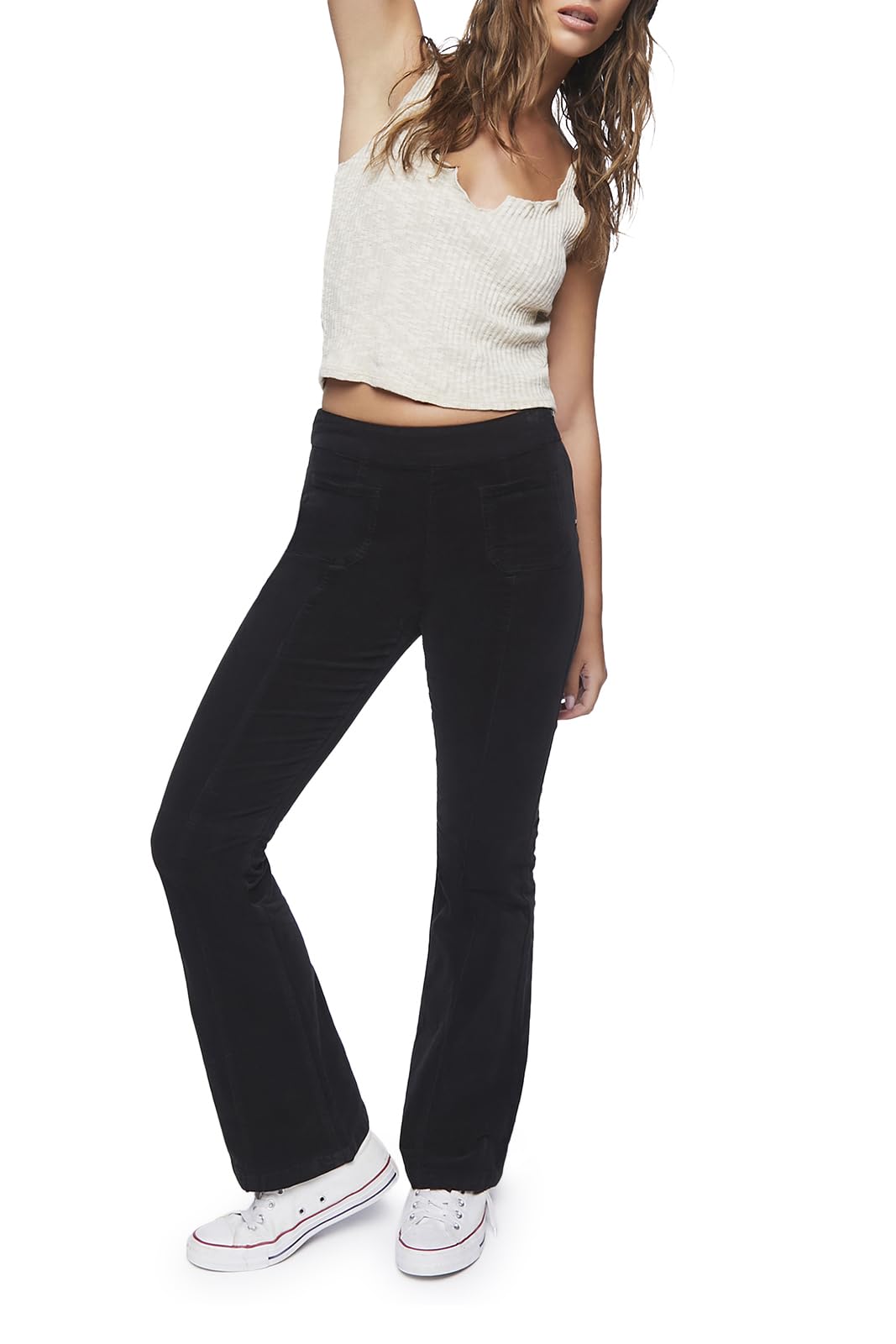 Forever 21 Womens Corduroy Mid-Rise Flare Pants