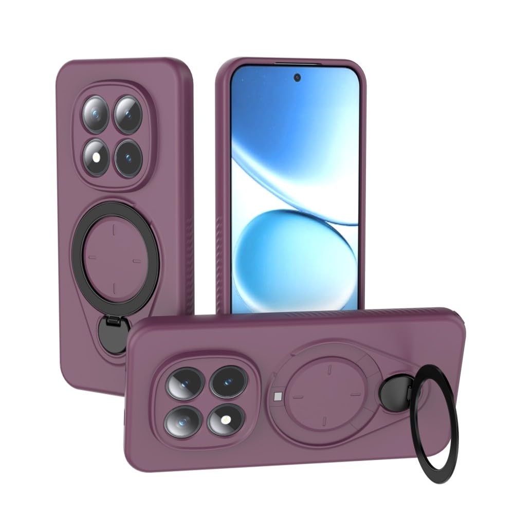 Generic etui kompatybilne z Xiaomi Redmi Note 15 4G (kolor: czerwone wino) etui obrotowy metalowy pierścień stojak silikonowa osłona