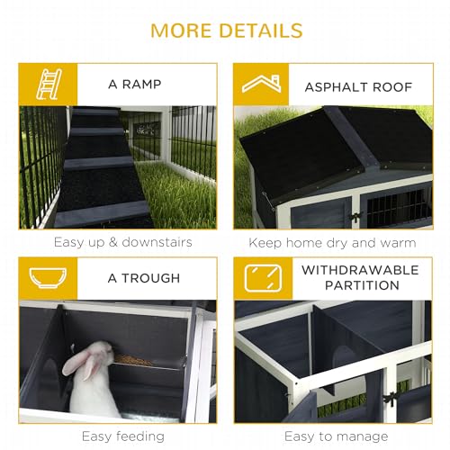 Pawhut USD51-122CG0131 2 Levels Outdoor Rabbit Hutch thumb #6
