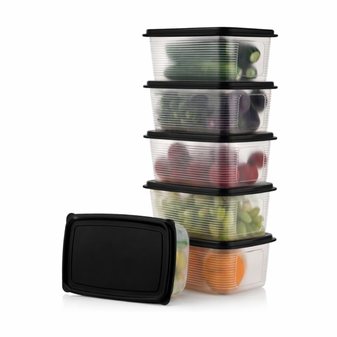 PureChill Set of 6 Fridge Storage Containers 1800ml BPA Free Food Grade Plastic Stackable Transparent Boxes Freezer Safe for Vegetables Fruits Snacks Kitchen Made in India-image-33