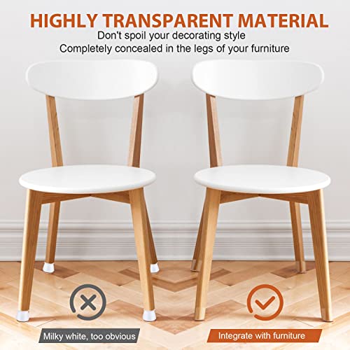 Image of 24 Pcs Chair Leg Floor Protectors, High Transparency Chair Leg Covers, Protect The Floor to Reduce Noise, Easy to Move(24 Pcs Medium)