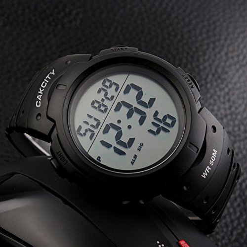 Cakcity Mens Digital Sports Watch Led Screen Large Face Military Watches For Men Waterproof Stopwatch Alarm Simple Army Watch #TOP3