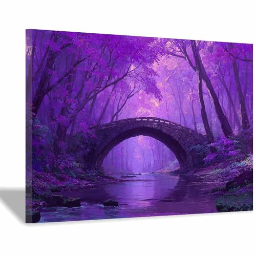 Sublimer votre chambre avec ce grand tableau de pont violet encadré