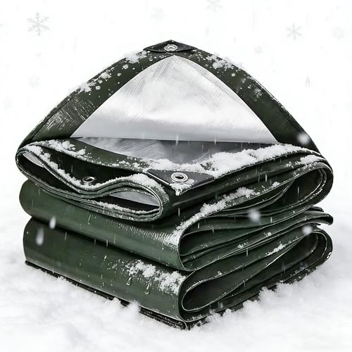 Lona Impermeable Exterior,200g/m² PE 1.6x2.6m Polietileno - Lona Suelo Piscina plástico Multiusos Protección para Barco,Construcción,Resistente a la Intemperie para Camping,Jardín,Camión Verde Plata