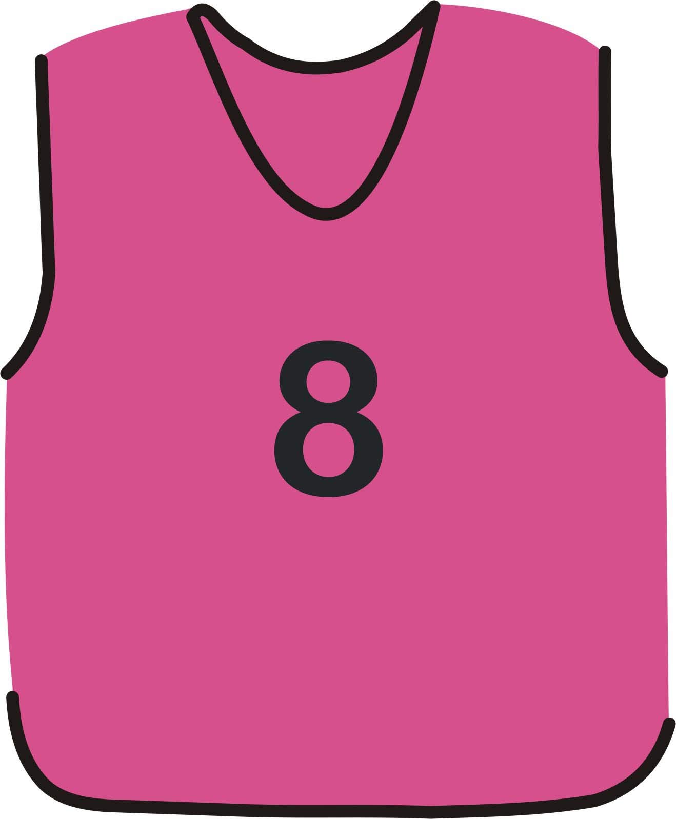 NUMBERED FOOTBALL MESH TRAINING SPORTS BIBS Pack of 7 (1-7 OR number of your choice)-Front only (Pink, Youth (Small to Medium))