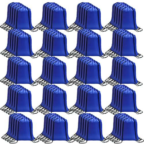 100 Pcs Drawstring Backpack Bulk Drawstring Bags Cinch Sack for Gym, Yoga, Shopping, Sports, Hiking or Gifts for Women and Men, Royalblue