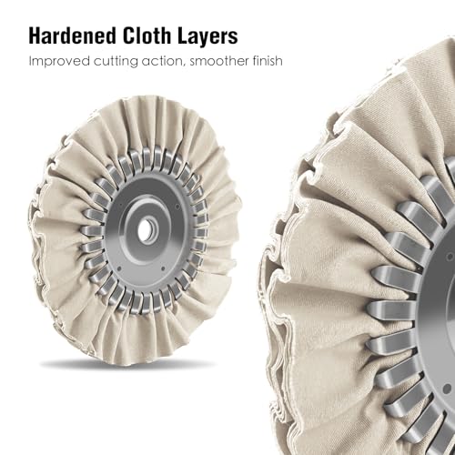 Image of 2PCS 8 inch Airway Buffing Wheel with 5 /8 inch Arbor Flange-Free Hub,White Buffing Wheels for Angle Grinder, Mirror-Like Finishing Polishing Wheel for Aluminum Wheels Stainless Steel Chrome