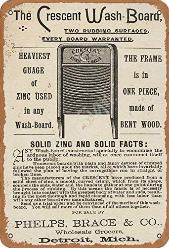 TarSign The Crescent Washboard Solid Zinc and Solid Facts Vintage Tin Sign Logo 12 8 inches Advertising Eye-Catching Wall Decoration