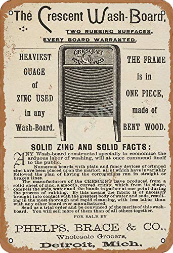 TarSign The Crescent Washboard Solid Zinc and Solid Facts Vintage Tin Sign Logo 12 8 inches Advertising Eye-Catching Wall Decoration