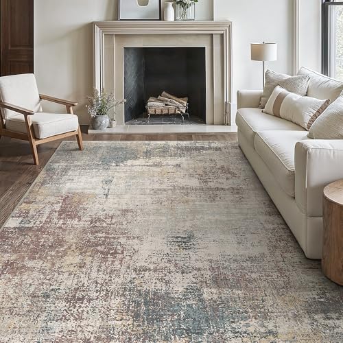 Area Rugs 8x10 Machine Washable Rug for Bedroom Living Room Dining Room, Large Modern Abstract Soft Rugs, Indoor Low Pile Carpet with Non Slip Rubber Backing, Abstract Light Colorful