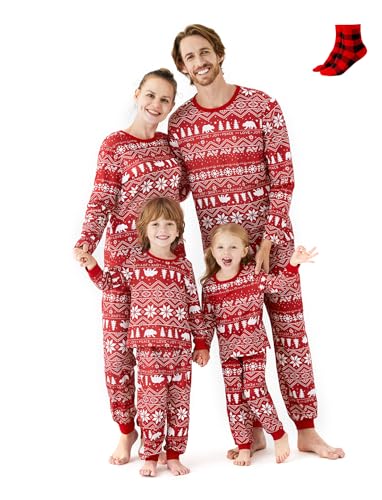 PATPAT Familien Weihnachtspyjama Set, Partner Pyjama Familie Set, Weihnachtsoutfit für Familie, Mutter Tochter Kleidung - Komfortables...