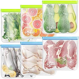 Reusable Gallon Freezer Bags - 6 Pack EXTRA THICK 1 Gallon Bags LEAKPROOF Gallon Storage Bags for Marinate Food & Fruit Cereal Sandwich Snack Meal Prep Travel Items Home Organization Storage