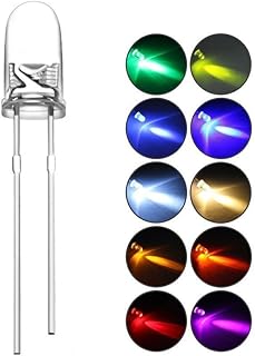 DiCUNO 200pcs 3mm LED Light Emitting Diodes Diffused Round Assorted Color UV/Red/Yellow/Green/Blue/Warm White/White/Pink/Orange/Chartreuse Kit Box(10 Colors x 20pcs)