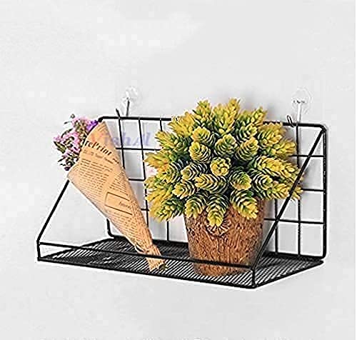 VishAl smart MAll Multiple Self-Adhesive Wall Mounted Metal Wire Home Decor Storage Shelves Flower Plant Display Racks Kitchen Storage Rack Organizer Bedroom Home (Black)